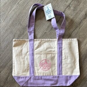 Trader Joe's Cream Tote with Lavender Accents